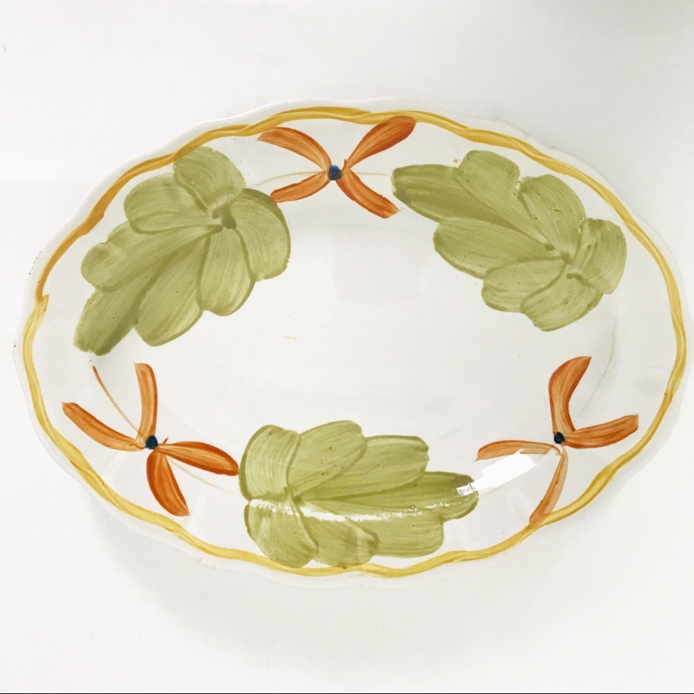Vintage Hand Painted Oval Serving Plate Majolican